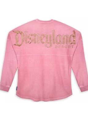 Disney Spirit Jersey Pink Glitter Gold Disneyland Resort Long Sleeve Slouchy-XL